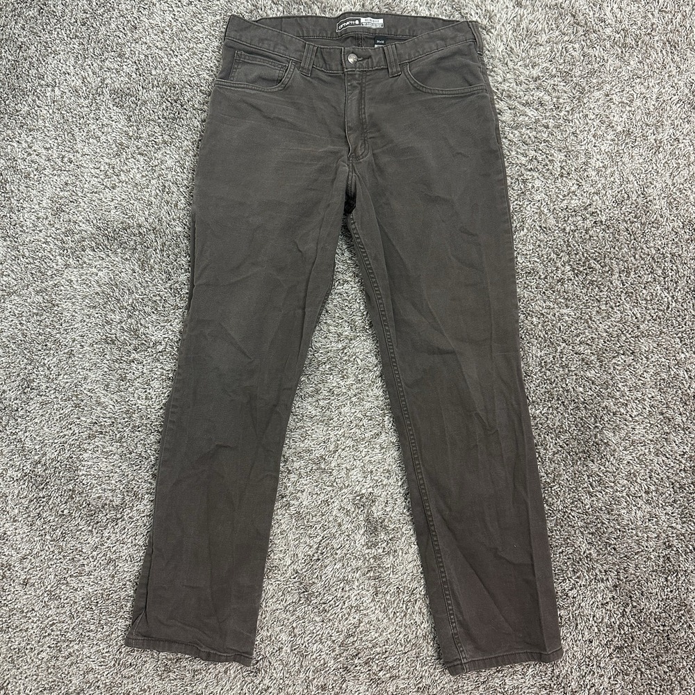 Carhartt Jeans Mens 34x32 Brown Denim Workwear Cargo Pocket Relaxed Rugged Flex - Picture 2 of 8
